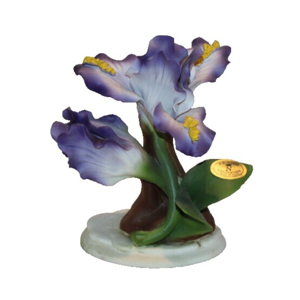 Capodimonte Porcelain 5 1/2" purple iris flower sculpture Made in Italy